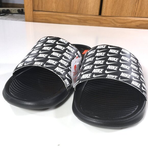 Nike Victori One Slide Sandals Mens Size 15 Black White Printed CN9678-006 - Picture 6 of 8